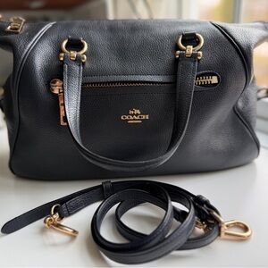 Coach Gray Leather Shoulder Bag with cross body strap